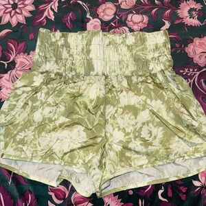 Free People  FP Movement The Way Home High Rise Shorts Green Combo Tie Dye M